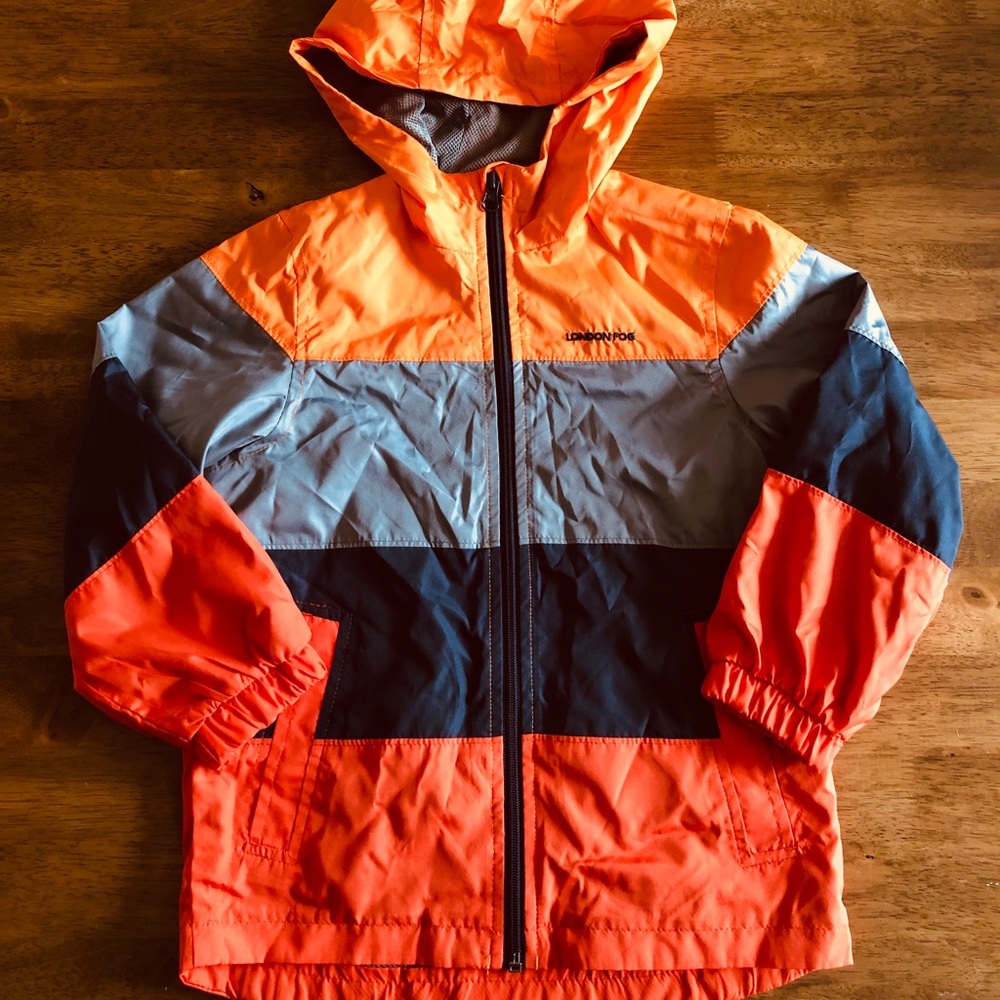 EUC Kids London Fog hooded Zip Windbreaker SZ M5-6